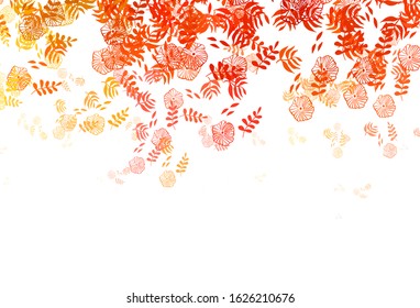 Light Red vector natural pattern with leaves, flowers. Illustration with doodles on abstract template. Brand new design for your business.