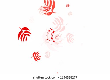 Light Red vector natural pattern with leaves. leaves on blurred abstract background with gradient. Colorful pattern for kid's books.