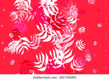 Light Red vector natural pattern with leaves. Modern geometrical abstract illustration with leaves. Textured pattern for websites, banners.