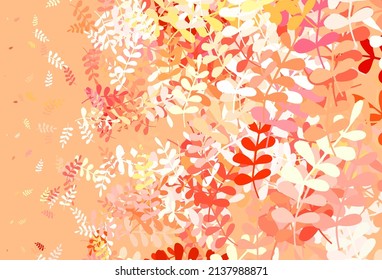Light Red vector natural pattern with leaves. A vague abstract illustration with leaves in doodles style. A new texture for your wallpaper design.