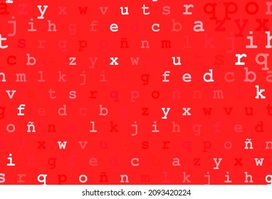 Light red vector pattern with ABC symbols. Blurred design in simple style with signs of alphabet. Template can be used as a background for ads of typography.