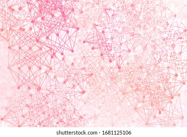 Light Red vector pattern with artificial intelligence network. Abstract illustration with links and dots of AI. Template for ads of intellect, innovations.