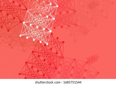 Light Red vector pattern with artificial intelligence network. Abstract illustration with links and dots of AI. Template for ads of intellect, innovations.