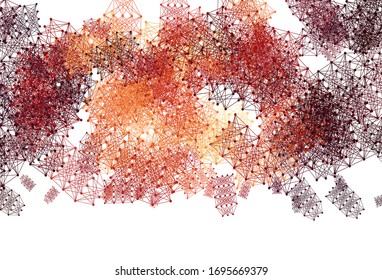 Light Red vector pattern with artificial intelligence network. Abstract illustration with links and dots of AI. Smart design for promotion of bid data.