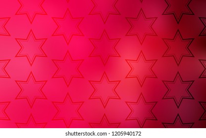 Light Red vector pattern with christmas stars. Blurred decorative design in simple style with stars. Pattern for new year ad, booklets.