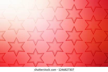 Light Red vector pattern with christmas stars. Blurred decorative design in simple style with stars. Best design for your ad, poster, banner.