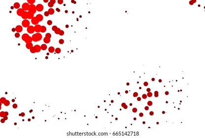 Light Red vector pattern with colored spheres. Geometric sample of repeating circles on white background in halftone style.