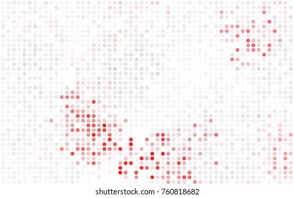 Light Red vector pattern with colored spheres. Geometric sample of repeating circles on white background in halftone style.