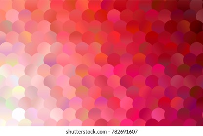 Light Red vector pattern with colored spheres. Geometric sample of repeating circles on white background in halftone style.