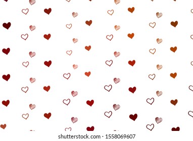 Light Red vector pattern with colorful hearts. Hearts on blurred abstract background with colorful gradient. Design for ad, poster, banner of Valentine Day.