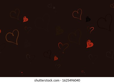 Light Red vector pattern with colorful hearts. Beautiful celebration style hearts on abstract illustration. Pattern for marriage gifts, congratulations.