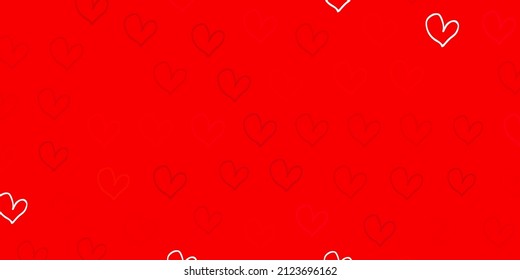 Light Red vector pattern with colorful hearts. Illustration with signs of women strength and power. Elegant design for wallpapers.