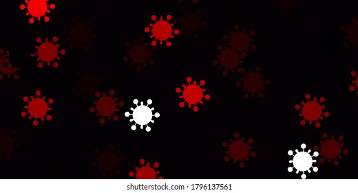 Light red vector pattern with coronavirus elements. Smart illustration with covid signs in decorative style. Simple drawing against danger fever.