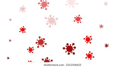 Patrón vectorial rojo claro con elementos coronavirus. Ilustración abstracta colorida con formas médicas degradadas. Diseño para la alerta de riesgo biológico.