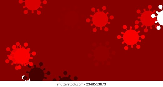 Patrón vectorial rojo claro con elementos coronavirus. Símbolos de enfermedades degradadas coloridas en un estilo simple y abstracto. Diseño simple contra la información epidémica.