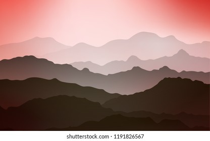 Light Red vector pattern with curved circles. Blurred geometric sample with gradient bubbles.  Mountain design for your web site.