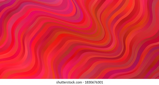 Light Red vector pattern with curved lines. Colorful geometric sample with gradient curves.  Best design for your ad, poster, banner.