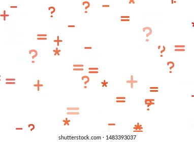 Light Red vector pattern with Digit symbols. Blurred design in simple style with collection of numerals. Pattern for ad, booklets, leaflets of education.