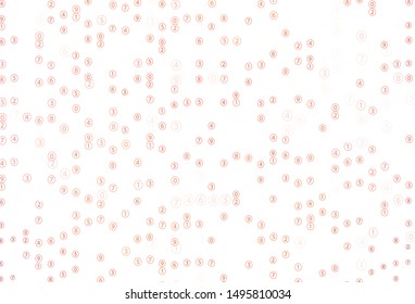 Light Red vector pattern with Digit symbols. Colored mathematic signs with gradient on white background. Smart design for university advert.