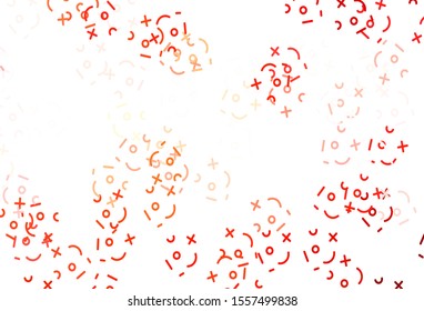 Light Red vector pattern with Digit symbols. Abstract illustration with colored algebra signs. Pattern for posters, banners of math books.