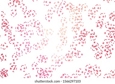 Light Red vector pattern with Digit symbols. Illustration with Numeral symbols on abstract template. Pattern for posters, banners of math books.