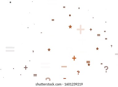 Light Red vector pattern with Digit symbols. Shining colorful illustration with isolated Digit signs. Template for landing page of typography.