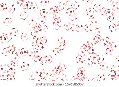Light Red vector pattern with Digit symbols. Modern geometrical illustration with numerals. Template for landing page of typography.