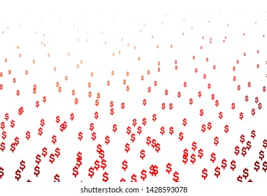 Light Red vector pattern with Dollar. Shining colored illustration with USD signs. The pattern can be used as ads, poster, banner for payments.