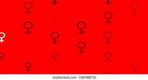 Light Red vector pattern with feminism elements. Colorful feminism symbols with a gradient in modern style. Base for your app design.