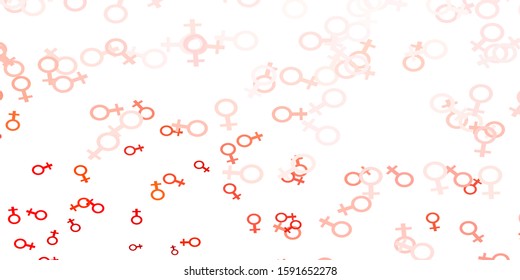 Light Red vector pattern with feminism elements. Simple design in abstract style with women’s rights activism. New design for applications.