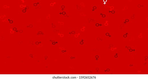 Light Red vector pattern with feminism elements. Abstract illustration with a depiction of women's power. New side for your design.