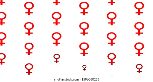 Light Red vector pattern with feminism elements. Colorful illustration with gradient feminism shapes. Base for your app design.