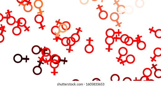 Light Red vector pattern with feminism elements. Illustration with signs of women's strength and power. Elegant design for wallpapers.