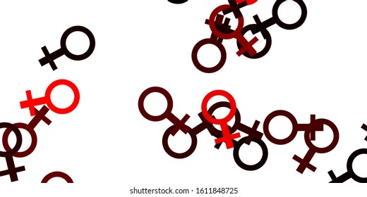 Light Red vector pattern with feminism elements. Simple design in abstract style with women’s rights activism. Background for International Women’s Day.