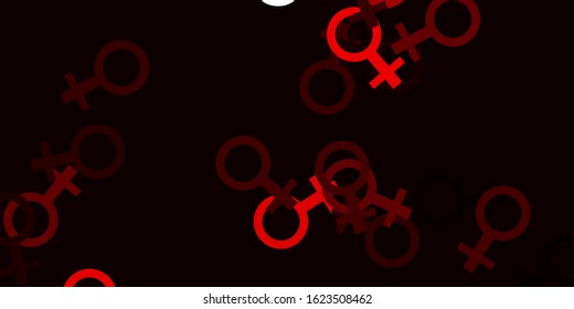 Light Red vector pattern with feminism elements. Simple design in abstract style with women’s rights activism. Background for International Women’s Day.