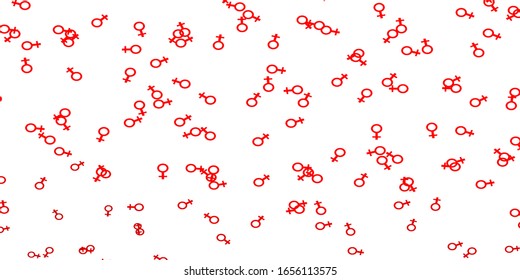 Light Red vector pattern with feminism elements. Simple design in abstract style with women’s rights activism. Background for ui designers.