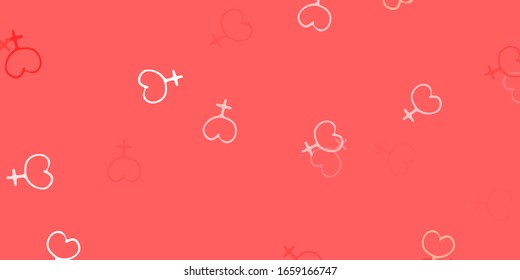 Light Red vector pattern with feminism elements. Illustration with signs of women's strength and power. Background for International Women’s Day.