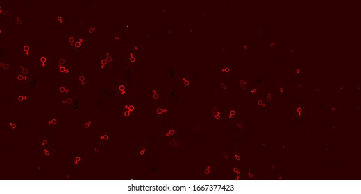 Light Red vector pattern with feminism signs. Illustration with signs of women's strength and power. Background for International Women’s Day.