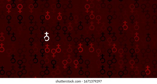 Light Red vector pattern with feminism elements. Simple design in abstract style with women’s rights activism. Background for International Women’s Day.