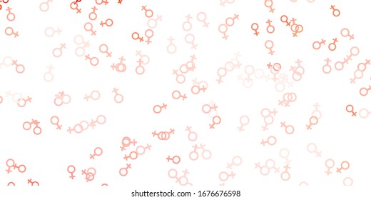Light Red vector pattern with feminism elements. Colorful illustration with gradient feminism shapes. Best design to show the power of women.