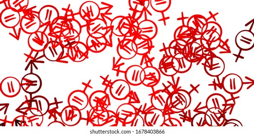 Light Red vector pattern with feminism elements. Simple design in abstract style with women’s rights activism. Best design to show the power of women.