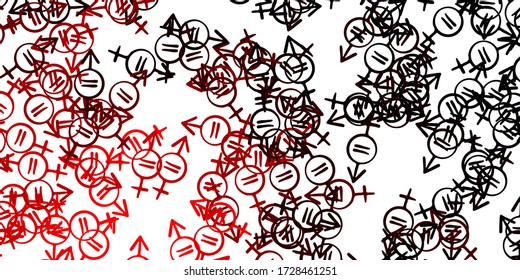 Light Red vector pattern with feminism elements. Simple design in abstract style with women’s rights activism. Simple design for your web site.