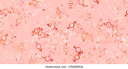 Light Red vector pattern with feminism elements. Simple design in abstract style with women’s rights activism. Design for International Women’s Day.