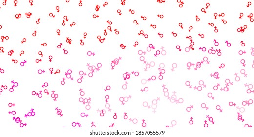 Light Red vector pattern with feminism elements. Simple design in abstract style with women’s rights activism. Design for International Women’s Day.