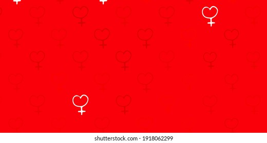 Light Red vector pattern with feminism elements. Colorful feminism symbols with a gradient in modern style. Background for International Women Day.