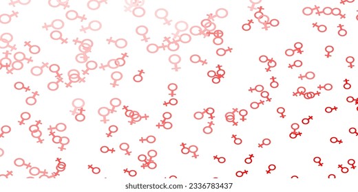 Light Red vector pattern with feminism elements. Abstract illustration with a depiction of women's power. New design for applications.