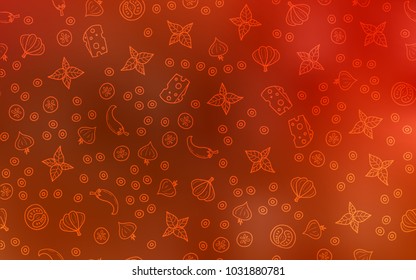 Light Red vector pattern with fresh ingredients. Blurred decorative design of snacks in doodle style. Pattern for menu of cafes, bars, restaurants.