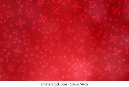 Light Red vector pattern with fresh ingredients. Beautiful colored illustration with food in doodle style. Pattern for ad, booklets, leaflets of restaurants.