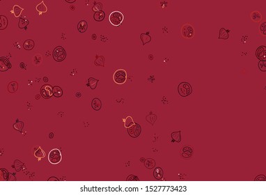 Light Red vector pattern with fresh ingredients. Beautiful colorful illustration with food in doodle style. Doodle design for your business advert of cafes.