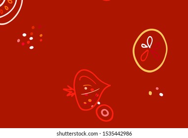 Light Red vector pattern with fresh ingredients. Abstract background with colorful Fast Food illustrations. Doodle design for your business advert of cafes.